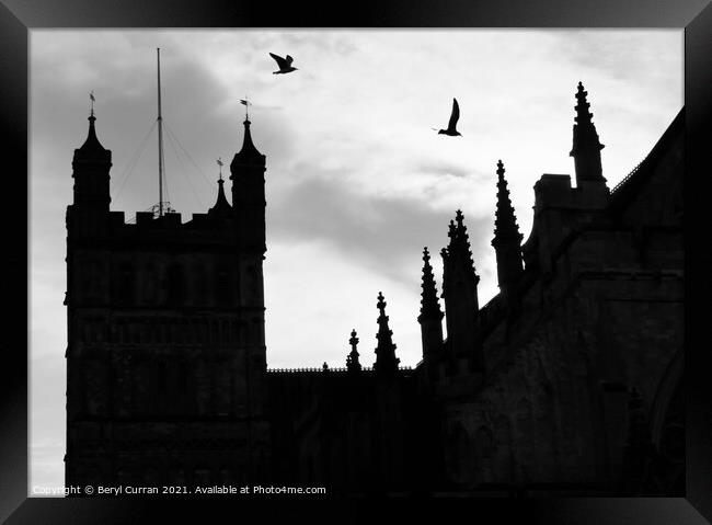 Exeter Cathedral silhouette  Framed Print by Beryl Curran