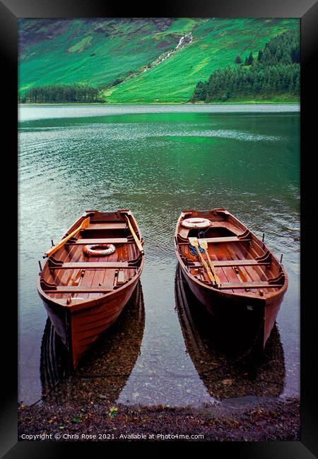 Buttermere, rowing boats Framed Print by Chris Rose