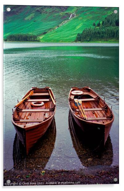 Buttermere, rowing boats Acrylic by Chris Rose