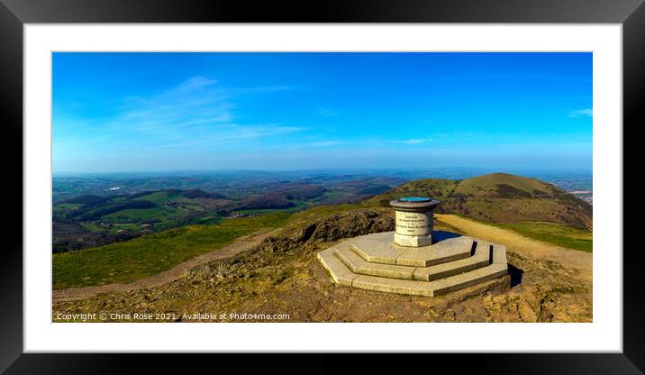 The Malvern Hills, Worcestershire Beacon, toposcop Framed Mounted Print by Chris Rose
