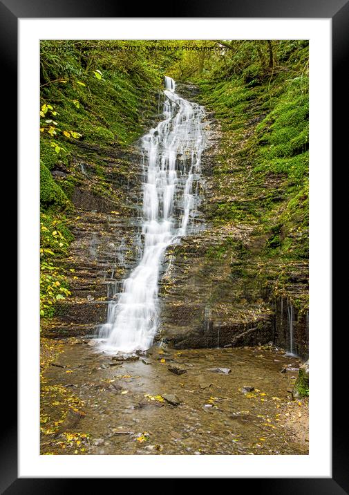 'Water Break its Neck' Falls Radnor Forest Wales Framed Mounted Print by Nick Jenkins