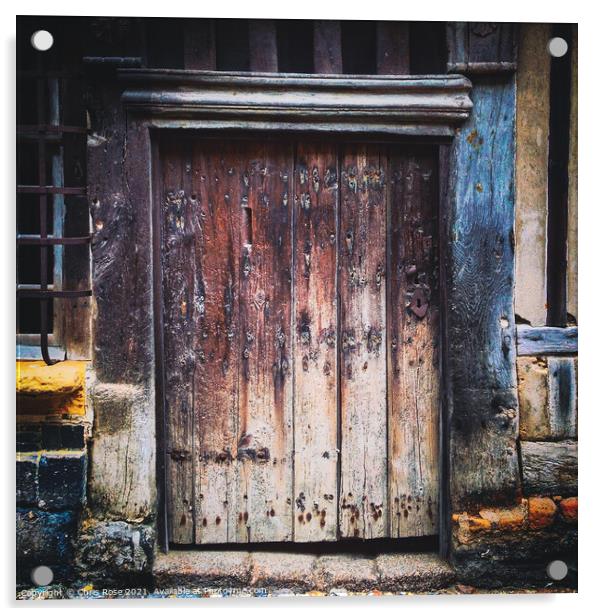 Ancient weathered wooden doorway Acrylic by Chris Rose