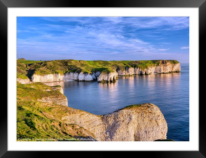 Flamborough Cliffs at Sunrise Framed Mounted Print by George Hopkins