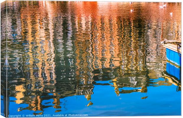 Waterfront Reflection Abstract Inner Harbor Honfluer France Canvas Print by William Perry