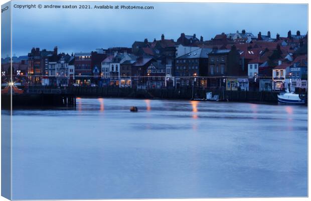 LIGHTS AT THE HARBOUR Canvas Print by andrew saxton