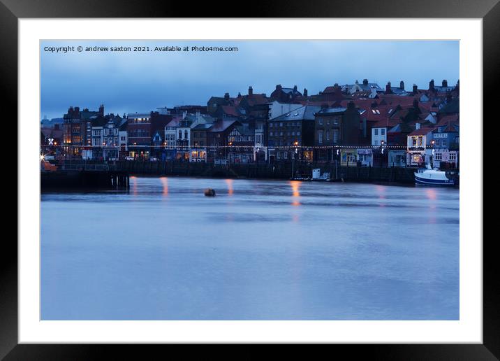 LIGHTS AT THE HARBOUR Framed Mounted Print by andrew saxton