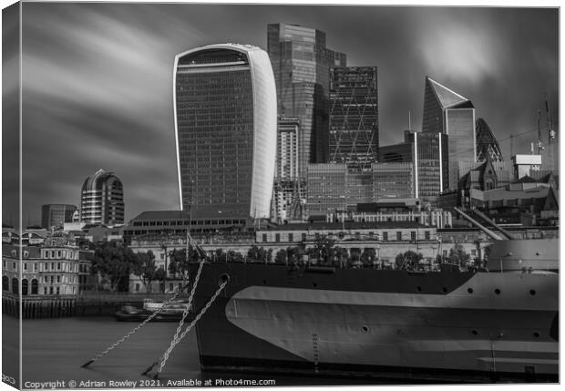 HMS Belfast guarding The City of London Canvas Print by Adrian Rowley