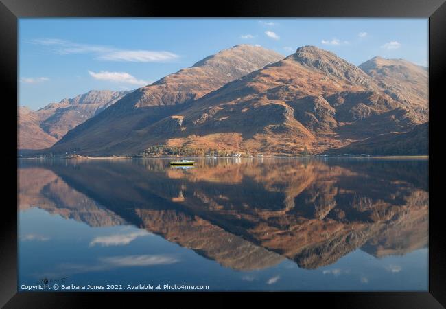Loch Duich Reflections Kintail Scotland Framed Print by Barbara Jones