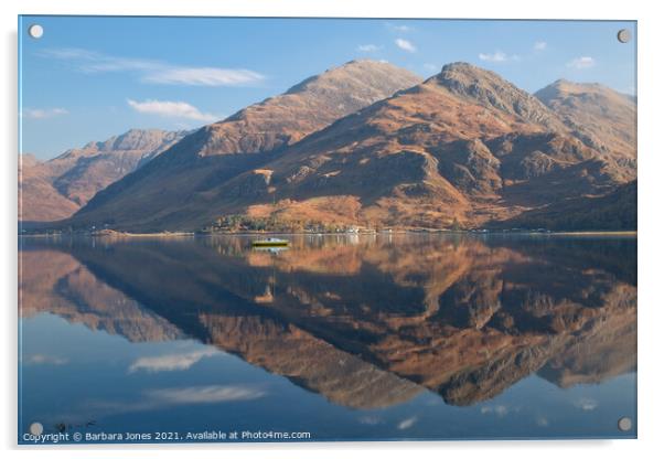 Loch Duich Reflections Kintail Scotland Acrylic by Barbara Jones