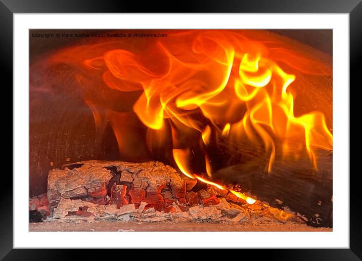Pizza Oven Fire Framed Mounted Print by Mark Rosher