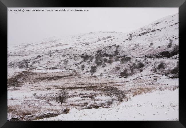 Snow at the Storey Arms, Brecon Beacons, South Wales, UK Framed Print by Andrew Bartlett