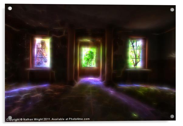 Three windows of gloom Acrylic by Nathan Wright