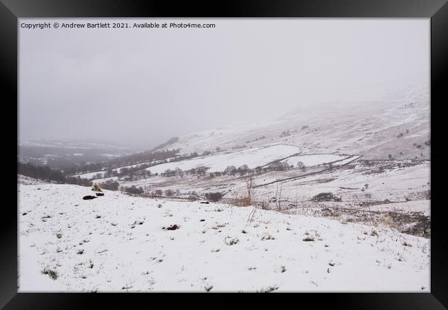 Snow at the Storey Arms, Brecon Beacons, South Wales, UK Framed Print by Andrew Bartlett