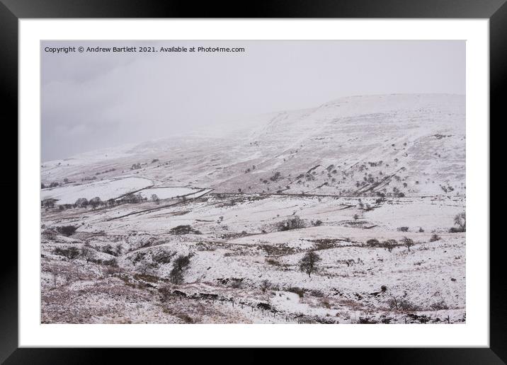 Snow at the Storey Arms, Brecon Beacons, South Wales, UK Framed Mounted Print by Andrew Bartlett