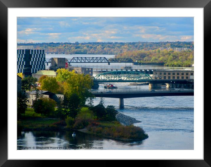 Bridges across the Ottawa River Framed Mounted Print by Stephanie Moore