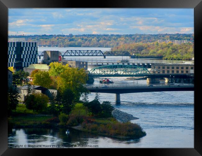 Bridges across the Ottawa River Framed Print by Stephanie Moore