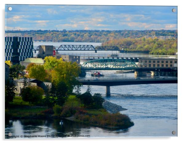 Bridges across the Ottawa River Acrylic by Stephanie Moore