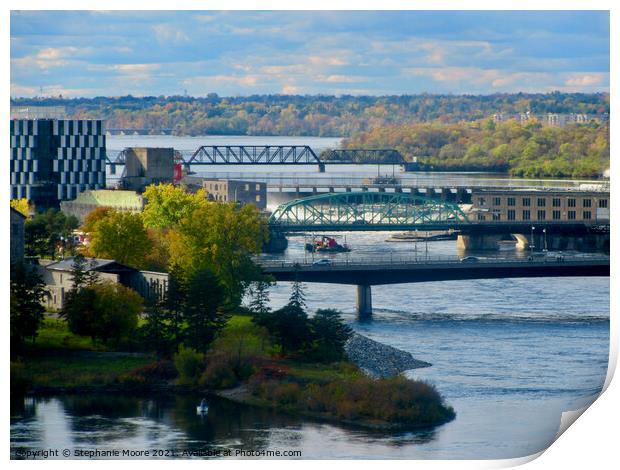 Bridges across the Ottawa River Print by Stephanie Moore
