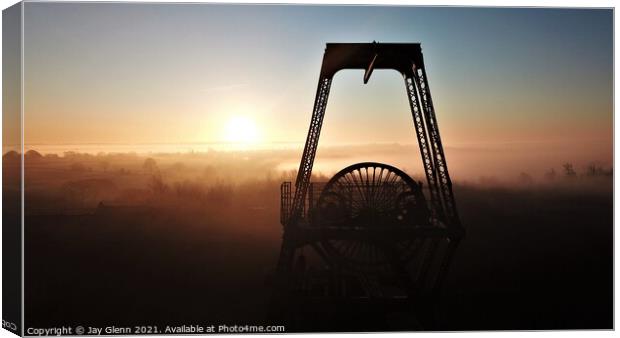 Chatterley Whitfield Pit Wheel at sunrise Canvas Print by Jay Glenn