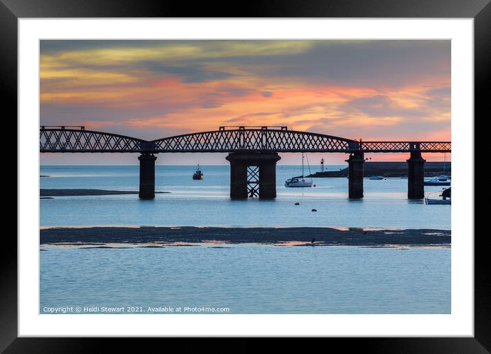 Barmouth Bridge at Sunset Framed Mounted Print by Heidi Stewart