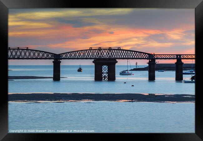 Barmouth Bridge at Sunset Framed Print by Heidi Stewart