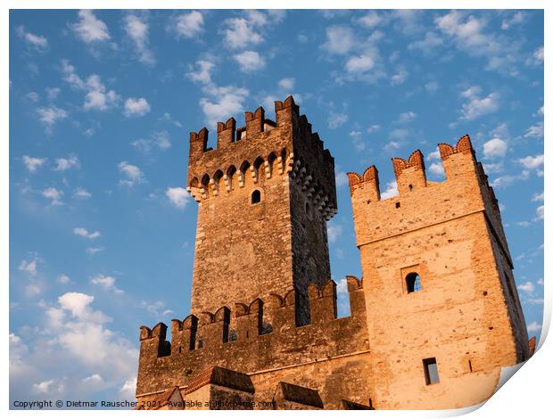 Scaligero Castle in Sirmione on Lake Garda, Italy Print by Dietmar Rauscher