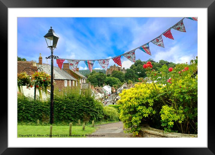 Summer Bunting In Dunster Framed Mounted Print by Alison Chambers