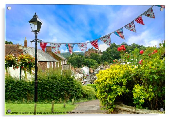 Summer Bunting In Dunster Acrylic by Alison Chambers