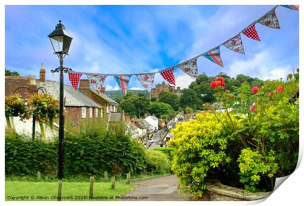 Summer Bunting In Dunster Print by Alison Chambers