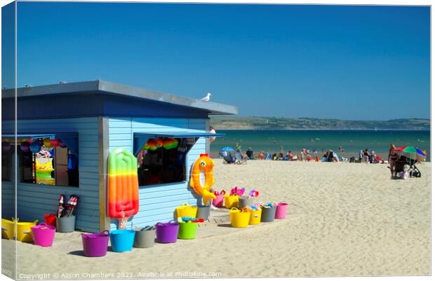 Colourful Weymouth Beach Canvas Print by Alison Chambers