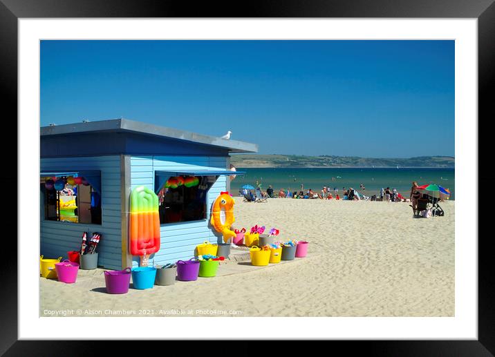 Colourful Weymouth Beach Framed Mounted Print by Alison Chambers