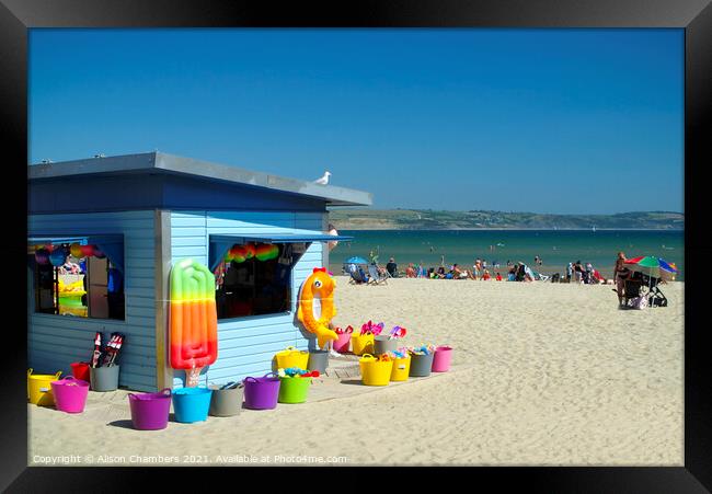 Colourful Weymouth Beach Framed Print by Alison Chambers