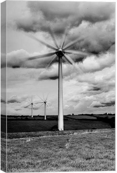 Wind Turbines Mono Canvas Print by Steve Purnell