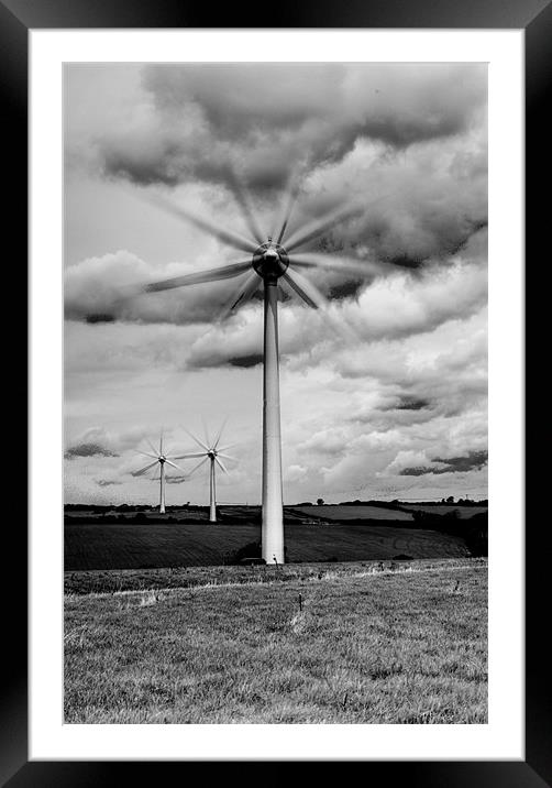 Wind Turbines Mono Framed Mounted Print by Steve Purnell