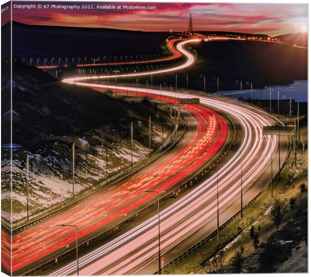 The M62 at Night Canvas Print by K7 Photography