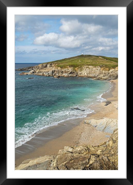 Little Fistral Beach and Towan headland Framed Mounted Print by Tony Twyman