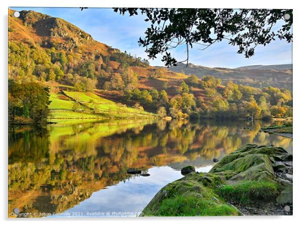 Rydal Water In Autumn Acrylic by Jason Connolly