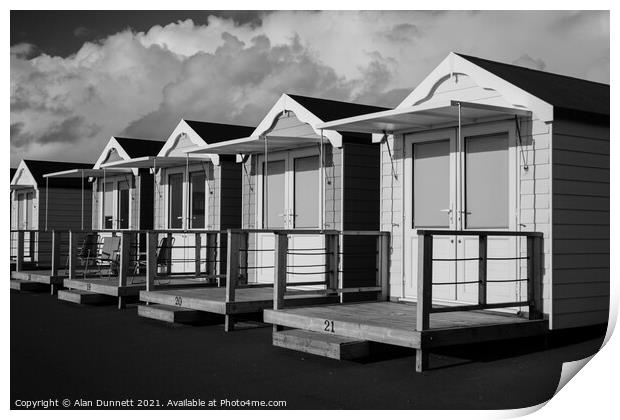 Beach huts Print by Alan Dunnett