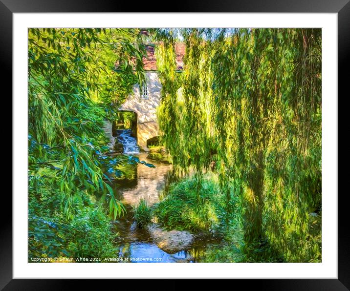 Water Mill through willow trees Framed Mounted Print by Shaun White