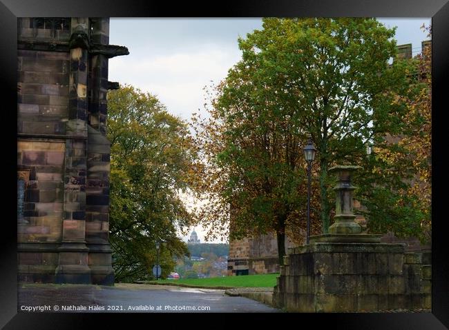 Ashton Memorial viewed from Lancaster Castle Framed Print by Nathalie Hales