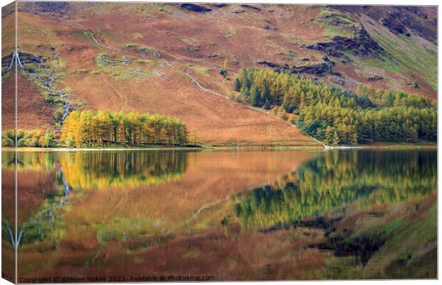 Majestic Buttermere Reflections Canvas Print by Steven Nokes