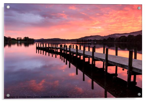 Serene Sunset Reflected on Coniston Water Acrylic by Steven Nokes
