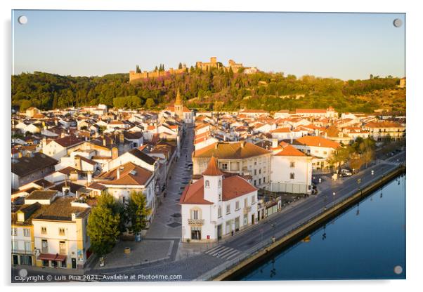 Aerial drone view of Tomar and Convento de cristo christ convent in Portugal Acrylic by Luis Pina
