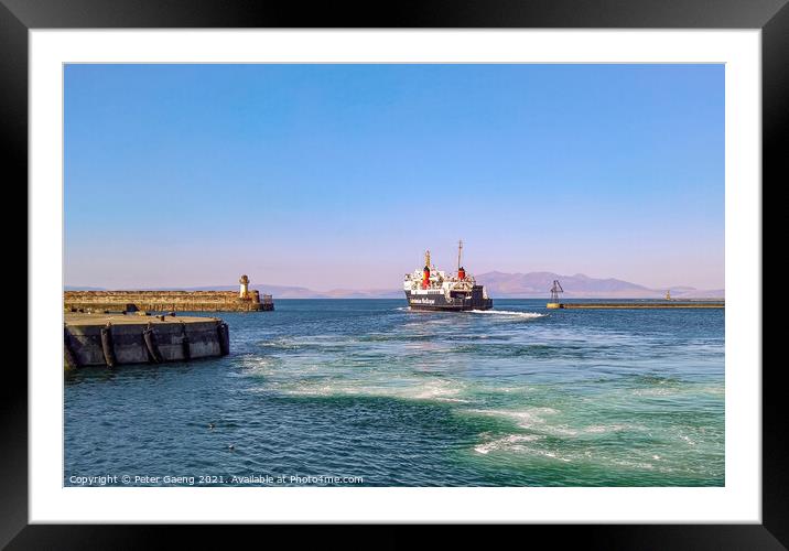 The Isle of Arran Ferry Leaving Ardrossan Harbour Framed Mounted Print by Peter Gaeng