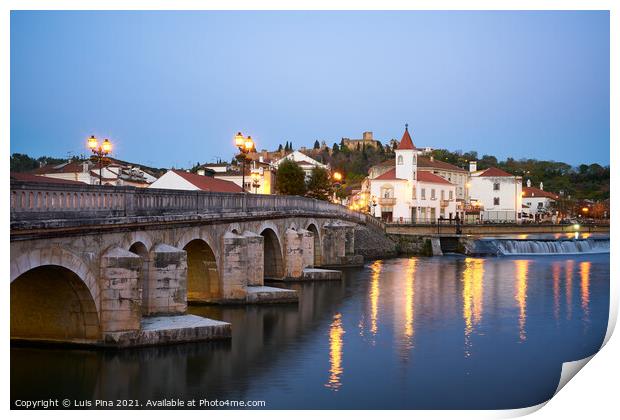 Tomar city view with Nabao river at sunrise, in Portugal Print by Luis Pina