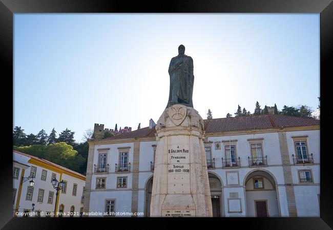 Statue in Praca da Republica in Tomar, Portugal Framed Print by Luis Pina