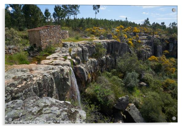 Beautiful amazing Waterfall landscape in Vila de Rei, Portugal Acrylic by Luis Pina