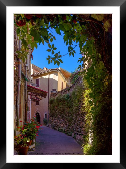 Colorful framed Pastel Street in Tuscany, Italy Framed Mounted Print by Maggie Bajada