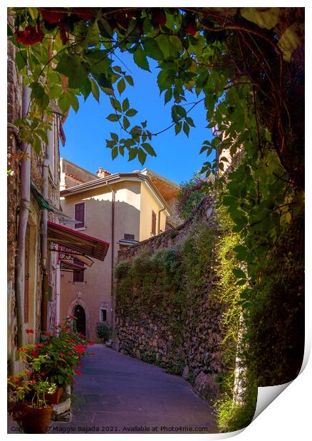 Colorful framed Pastel Street in Tuscany, Italy Print by Maggie Bajada