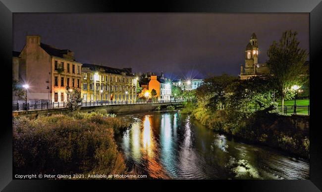 Paisley River at Night, Renfrewshire, Scotlannd Framed Print by Peter Gaeng
